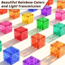 Load image into Gallery viewer, 48PCS translucent magnetic blocks in rainbow colors for kids aged 3-9