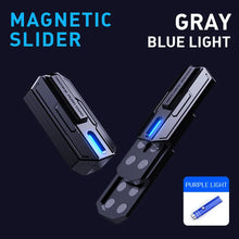 Load image into Gallery viewer, Blue Light Magnetic Metal Fidget Slider – Gray Body