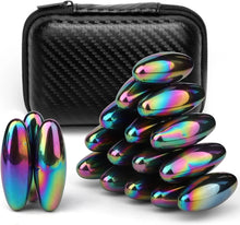 Load image into Gallery viewer, Rainbow oval magnetic fidget balls with zipper carrying case