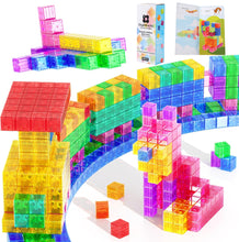 Load image into Gallery viewer, 48PCS translucent magnetic blocks in rainbow colors for kids aged 3-9