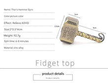Laden Sie das Bild in den Galerie-Viewer, Thor-inspired hammer-shaped metal fidget spinner with R188 bearing
