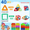 40-piece medium magnetic building blocks set with 20 triangles and 20 squares in random colors