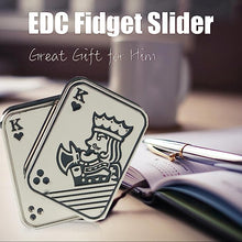 Load image into Gallery viewer, compact poker edc slider toy on desk
